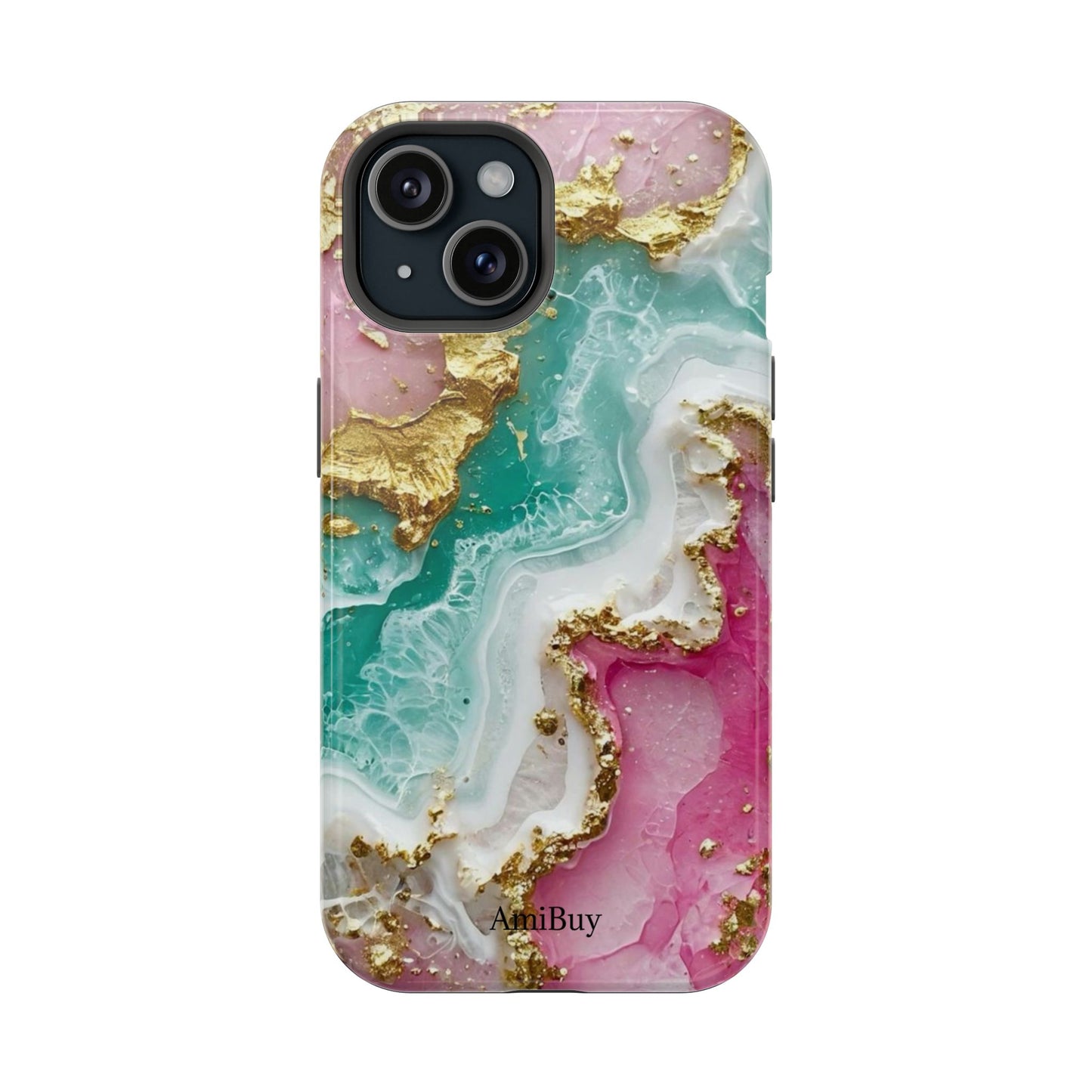 Marbled Pink & Teal Geode Magnetic Impact Phone Case