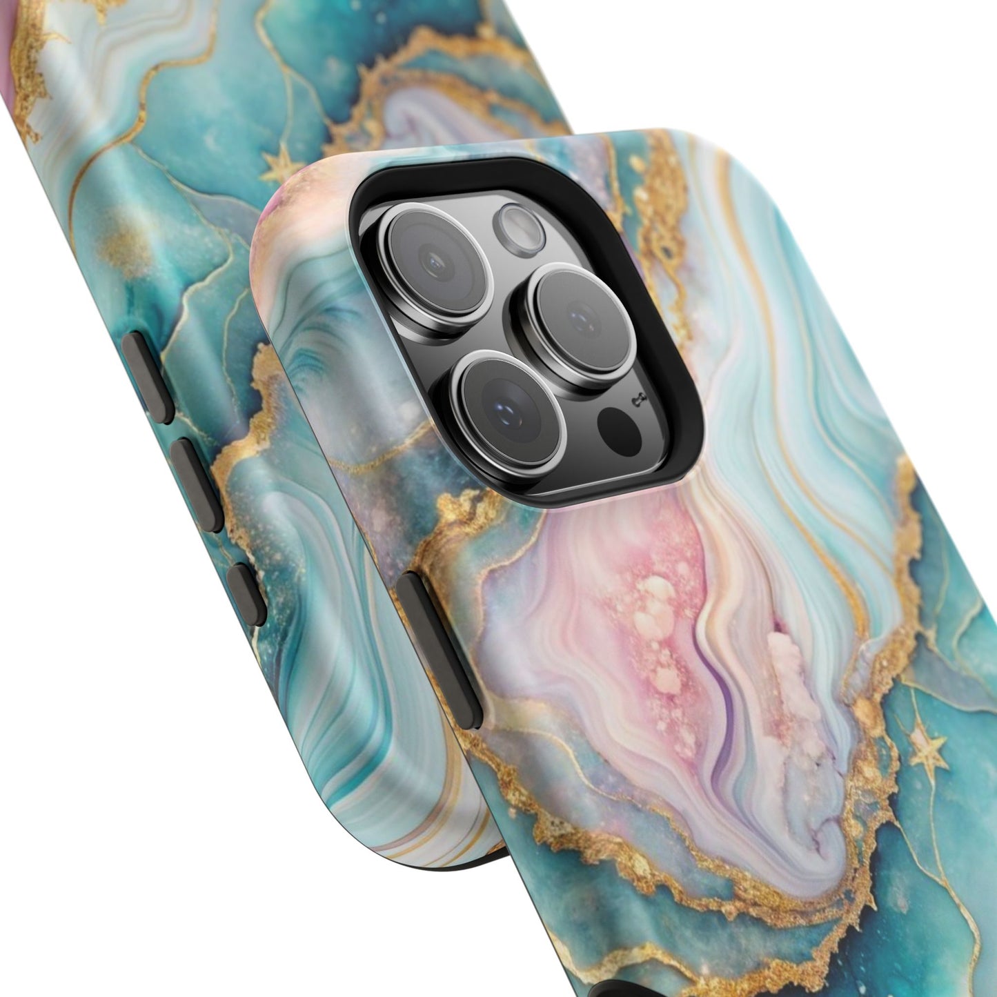Marbled Aqua & Rose Gold Magnetic Impact Phone Case
