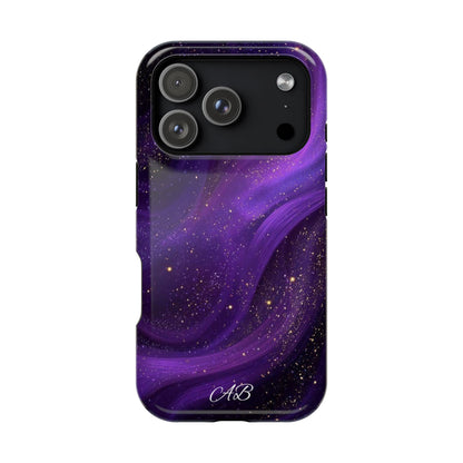 Purple Galaxy Magnetic Impact Phone Case — Shockproof Cosmic Swirl Design