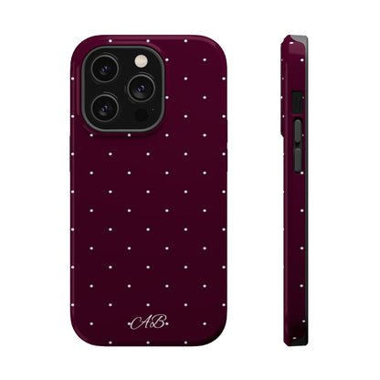 Magnetic Impact-Resistant Phone Case — Burgundy Microdot Protective Cover
