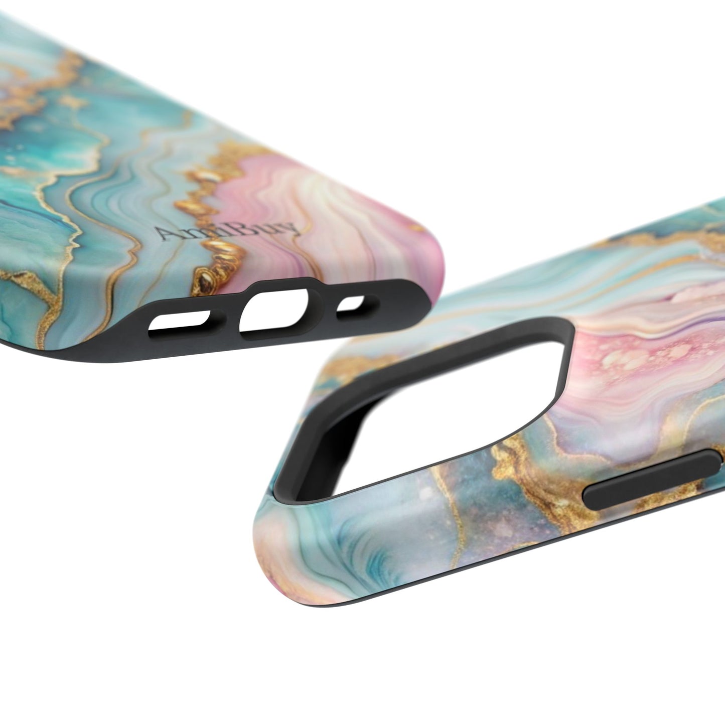 Marbled Aqua & Rose Gold Magnetic Impact Phone Case