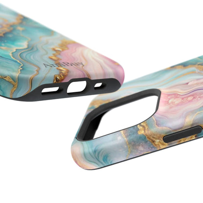 Marbled Aqua & Rose Gold Magnetic Impact Phone Case
