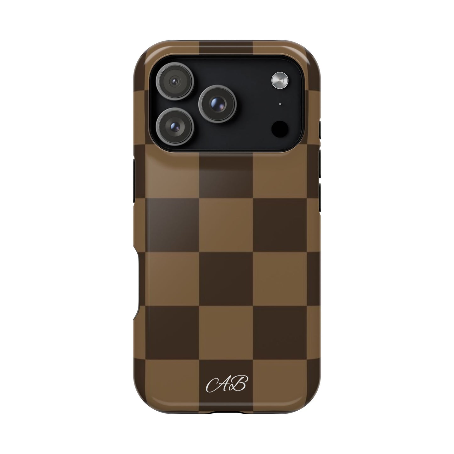 Brown Checkered Magnetic Impact-Resistant Phone Case