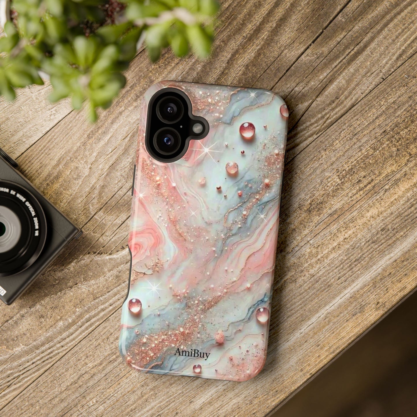 Marble Rose Phone Case — Magnetic Impact-Resistant iPhone Cover