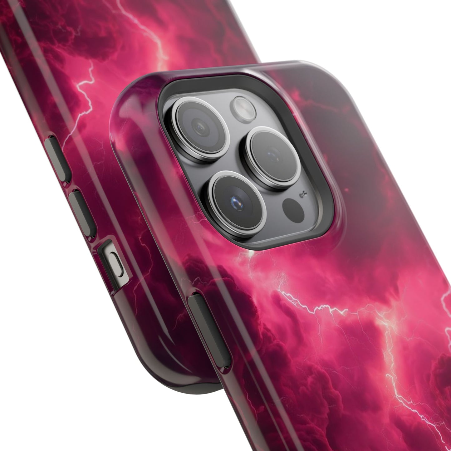 Magenta Lightning Phone Case — Magnetic Impact-Resistant iPhone Cover