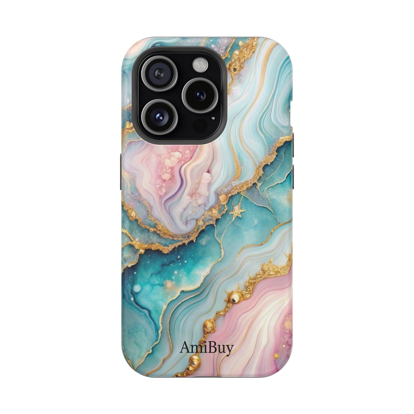Marbled Aqua & Rose Gold Magnetic Impact Phone Case