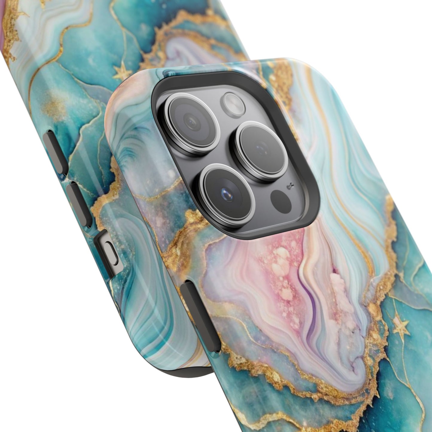 Marbled Aqua & Rose Gold Magnetic Impact Phone Case