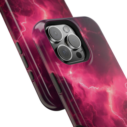 Magenta Lightning Phone Case — Magnetic Impact-Resistant iPhone Cover
