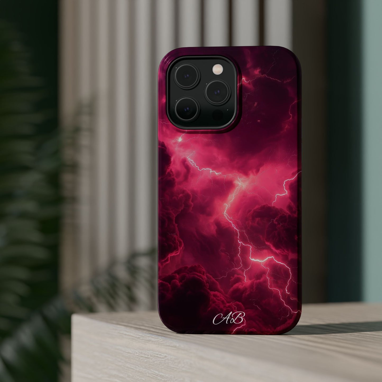 Magenta Lightning Phone Case — Magnetic Impact-Resistant iPhone Cover