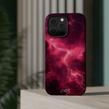 Magenta Lightning Phone Case — Magnetic Impact-Resistant iPhone Cover