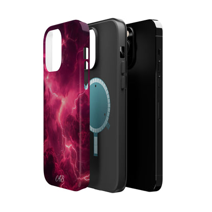 Magenta Lightning Phone Case — Magnetic Impact-Resistant iPhone Cover