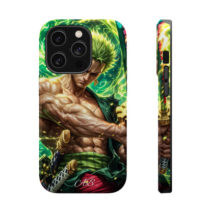 Magnetic Impact-Resistant Phone Case — Green-Sword Warrior Anime Art
