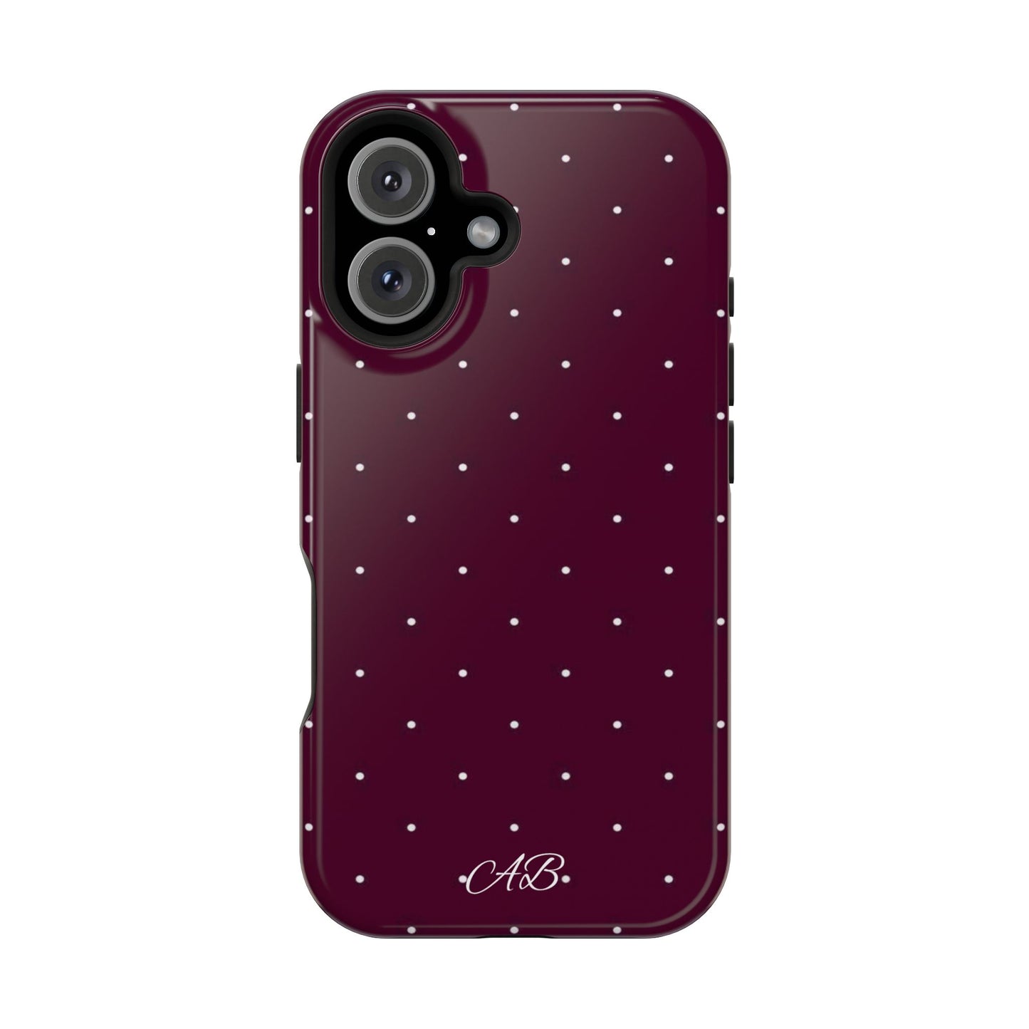 Magnetic Impact-Resistant Phone Case — Burgundy Microdot Protective Cover