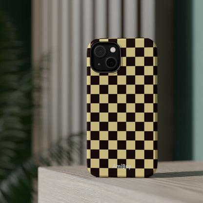 Checkerboard Magnetic Impact Case — Retro Black & Cream Phone Cover