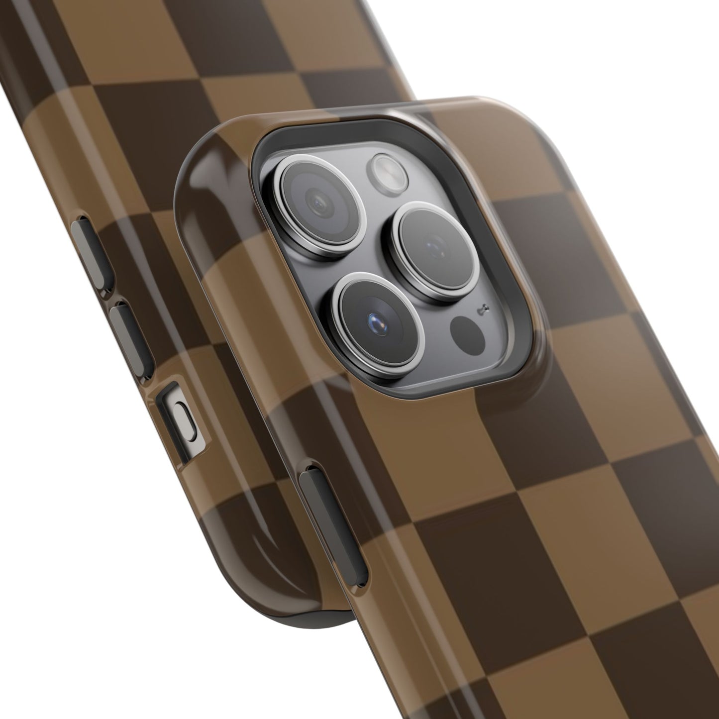 Brown Checkered Magnetic Impact-Resistant Phone Case
