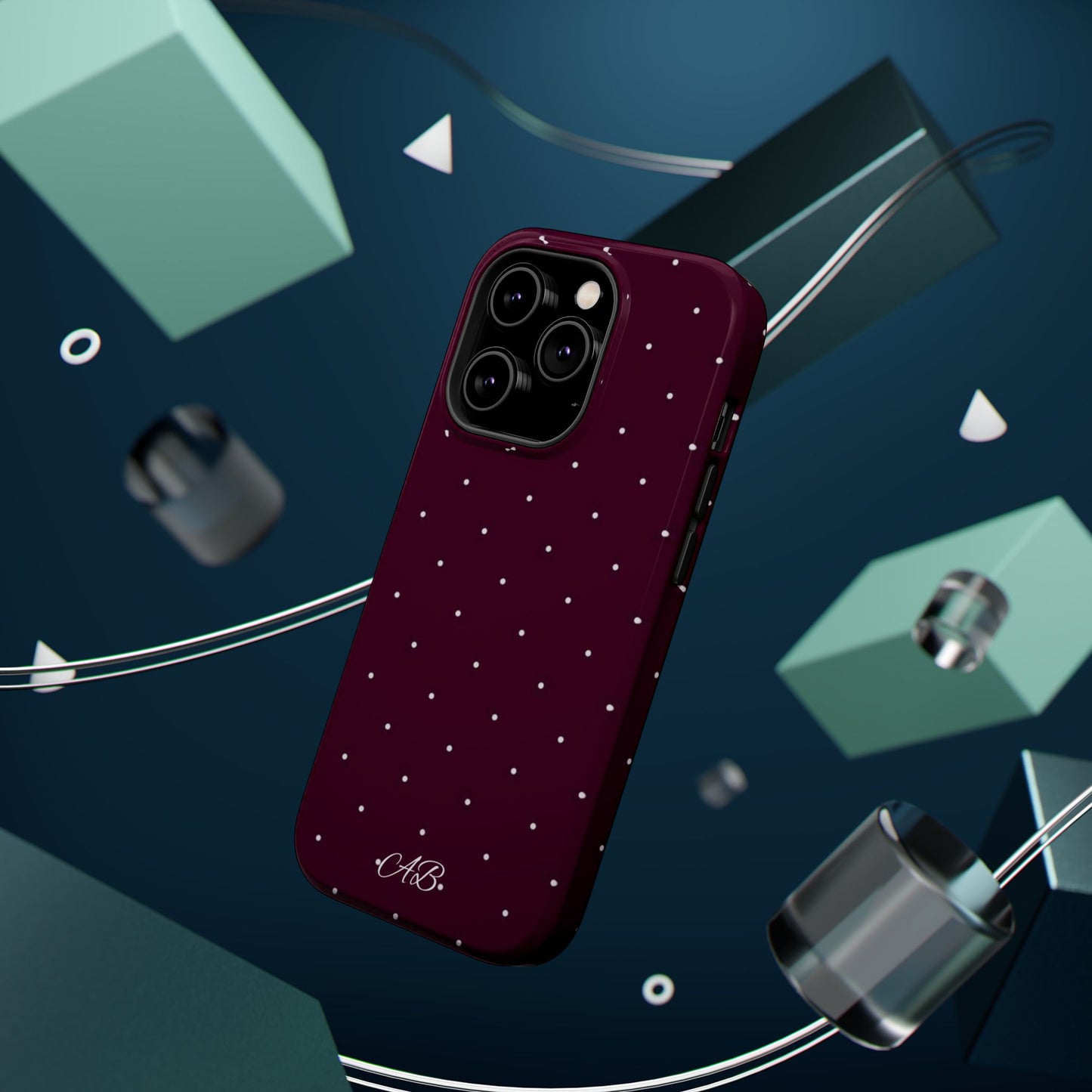 Magnetic Impact-Resistant Phone Case — Burgundy Microdot Protective Cover