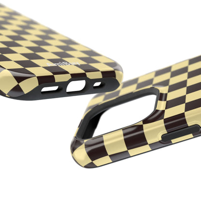 Checkerboard Magnetic Impact Case — Retro Black & Cream Phone Cover