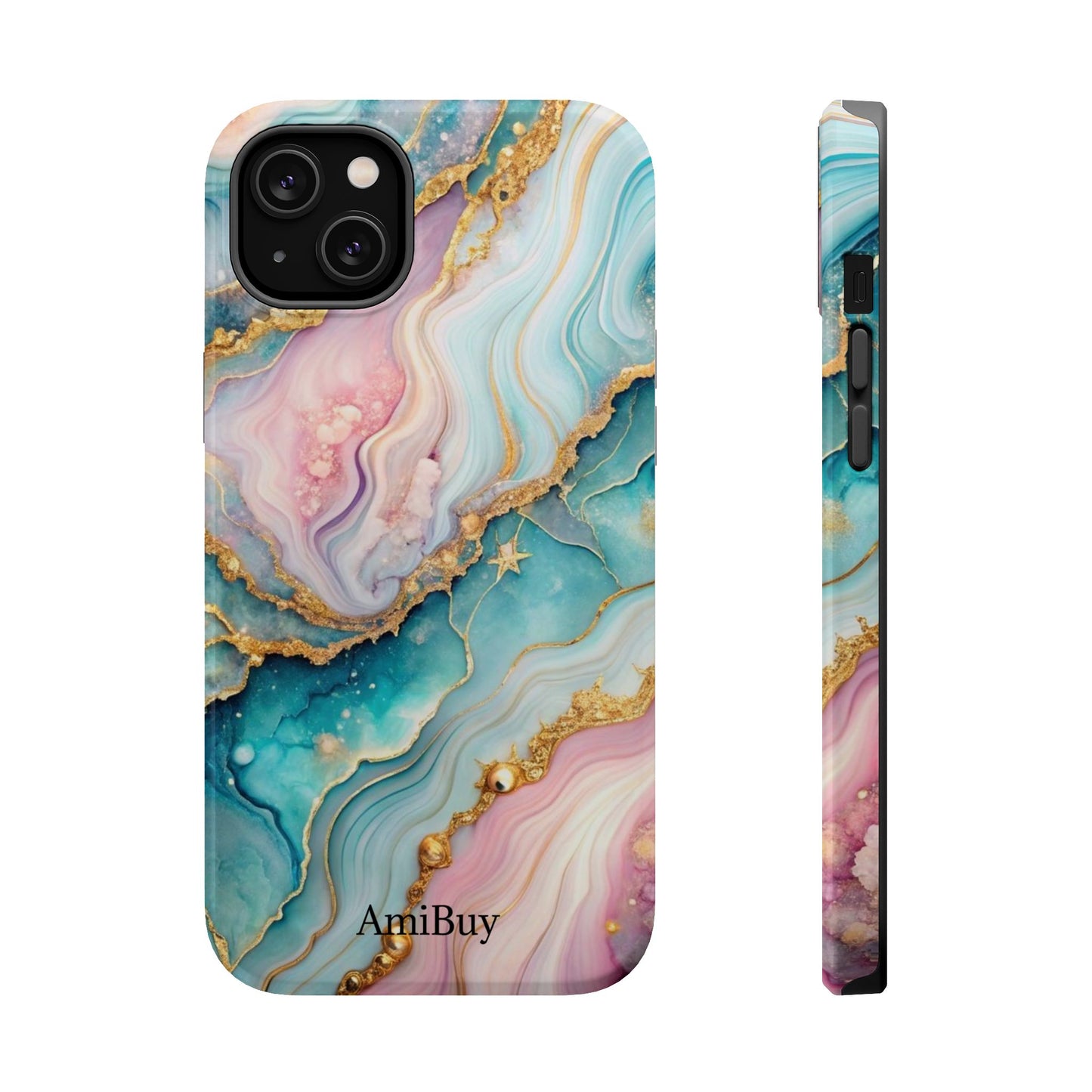 Marbled Aqua & Rose Gold Magnetic Impact Phone Case