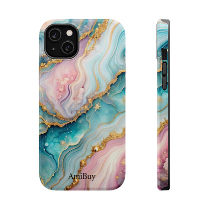 Marbled Aqua & Rose Gold Magnetic Impact Phone Case