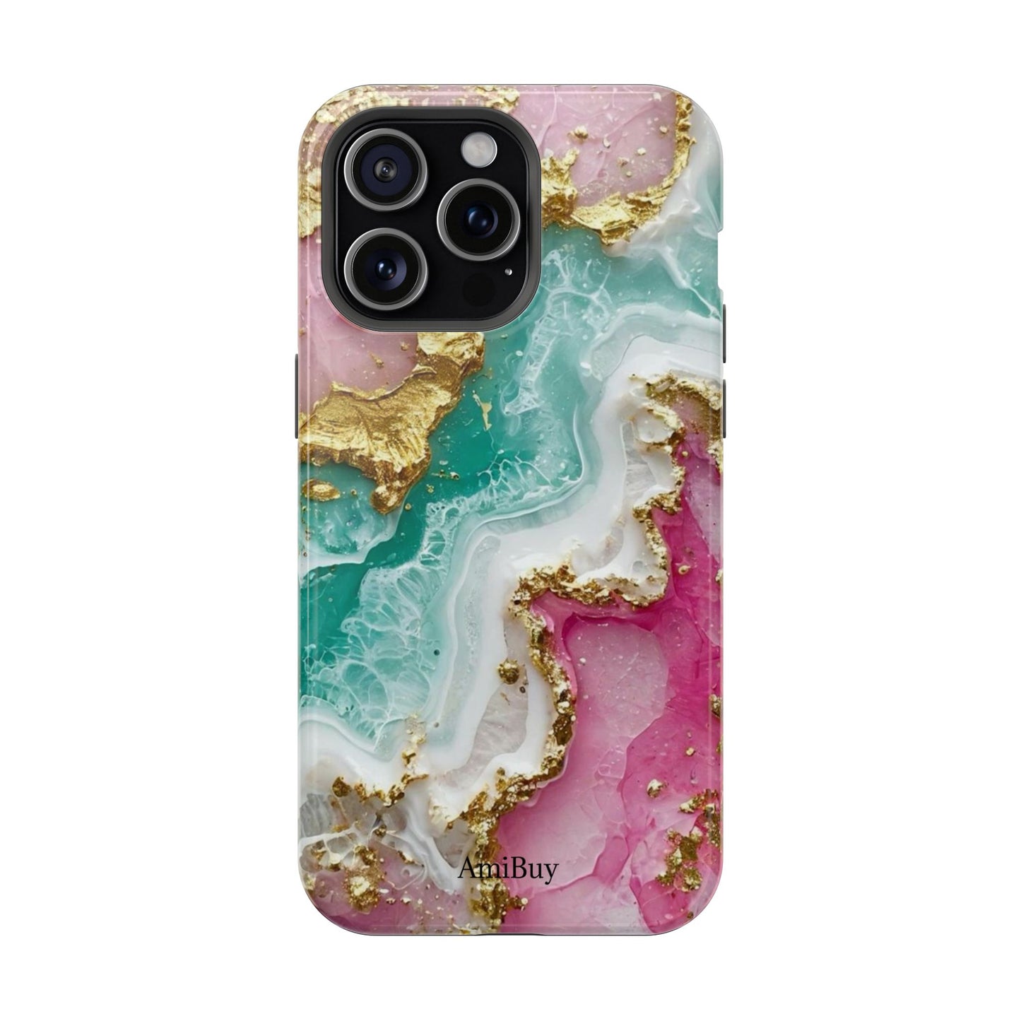 Marbled Pink & Teal Geode Magnetic Impact Phone Case