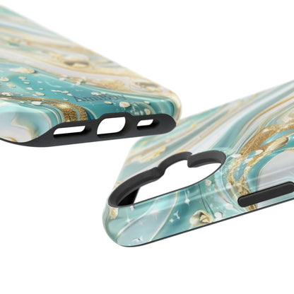 Marbled Teal & Gold Magnetic Impact-Resistant Phone Case