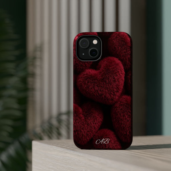 Magnetic Impact-Resistant Case — Plush Red Hearts Phone Cover