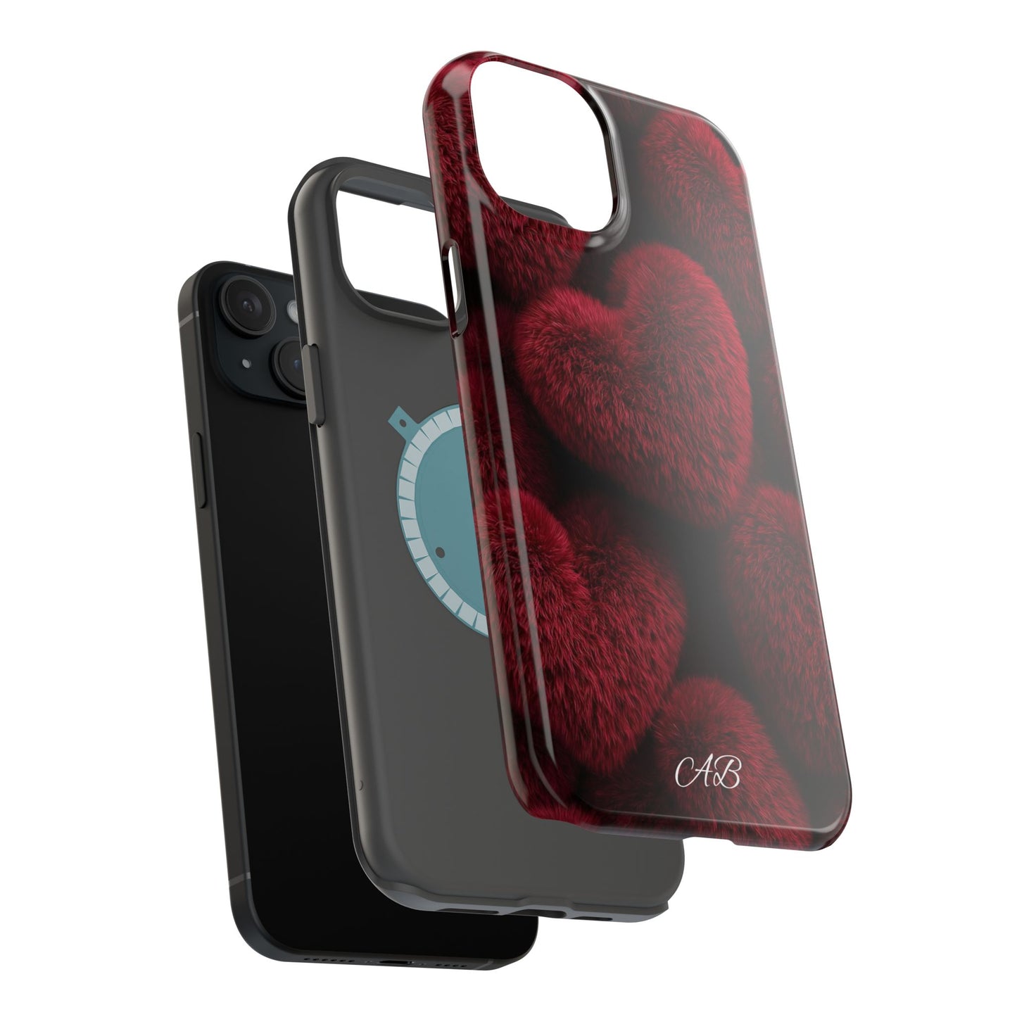 Magnetic Impact-Resistant Case — Plush Red Hearts Phone Cover