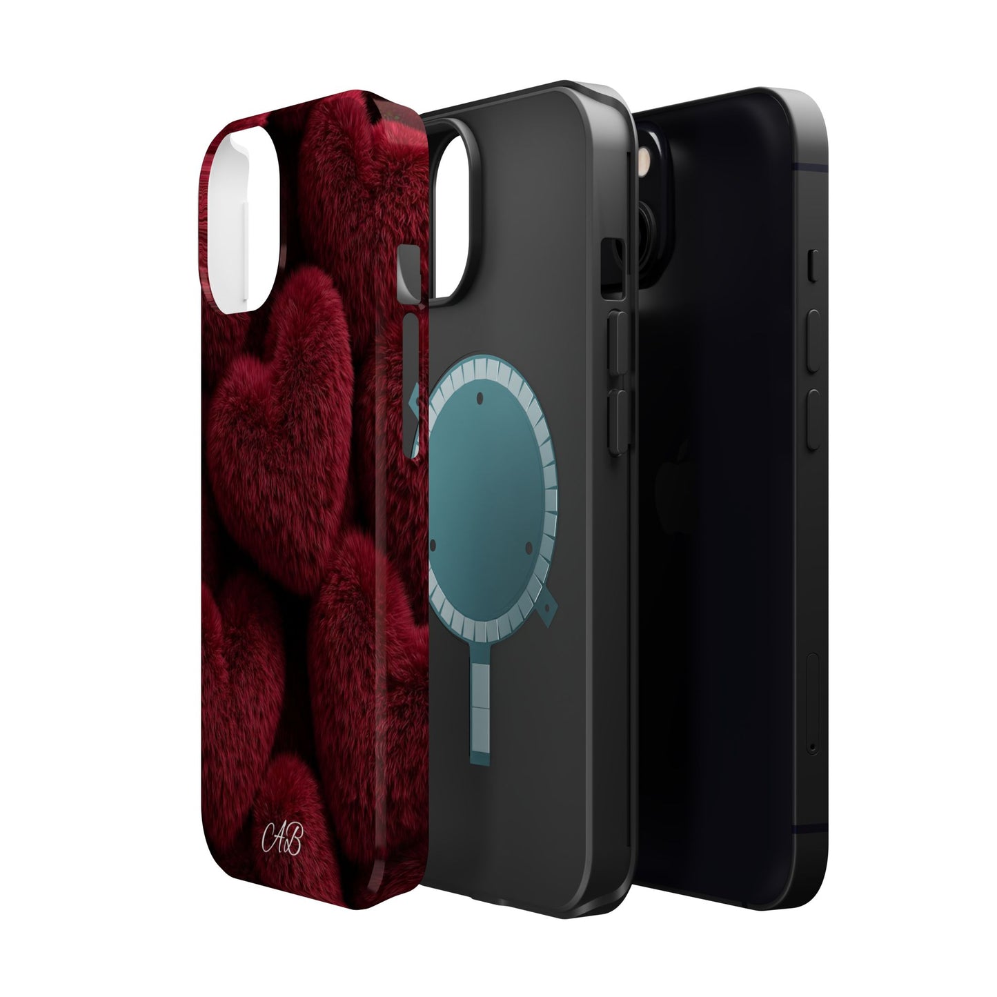 Magnetic Impact-Resistant Case — Plush Red Hearts Phone Cover