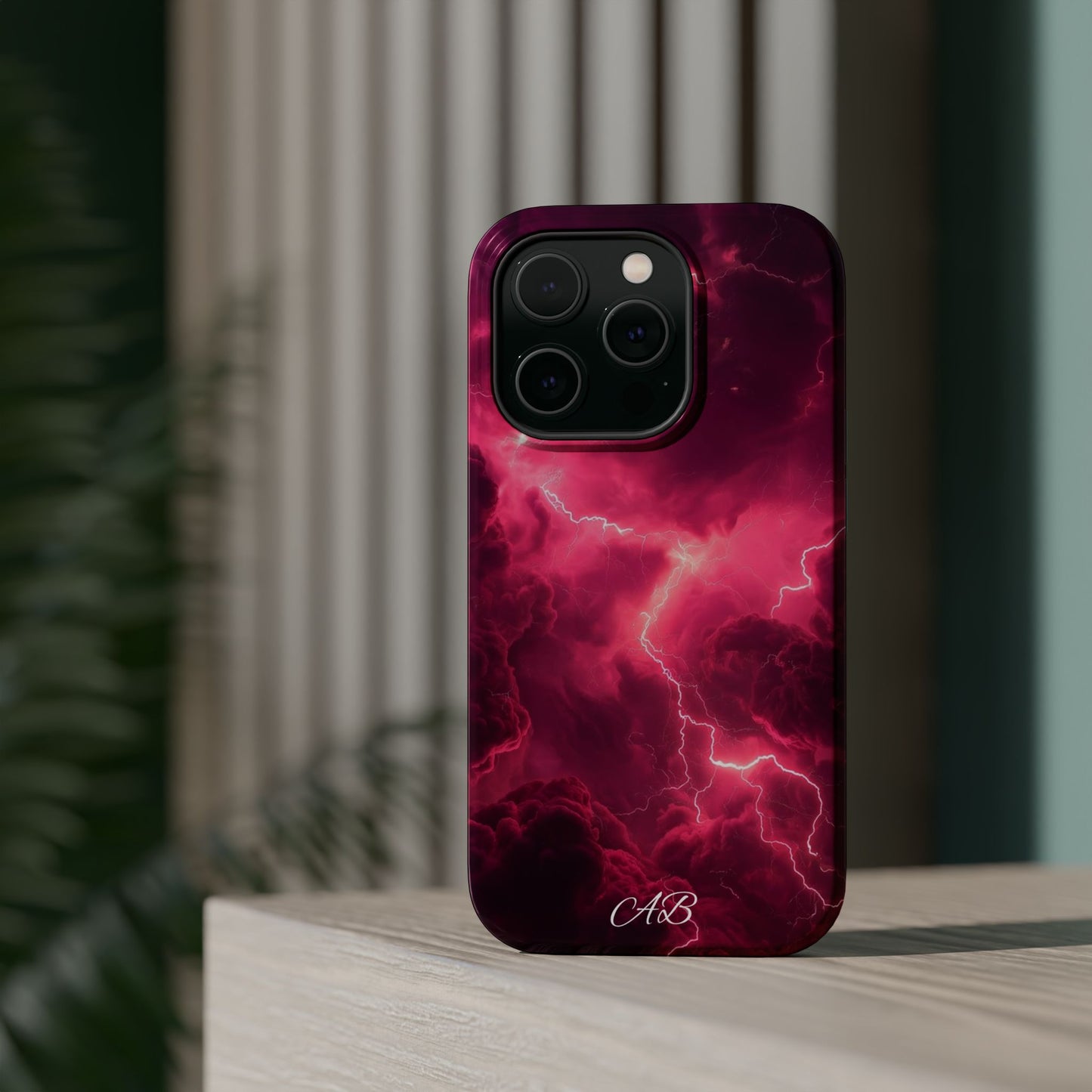 Magenta Lightning Phone Case — Magnetic Impact-Resistant iPhone Cover