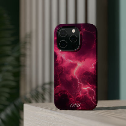 Magenta Lightning Phone Case — Magnetic Impact-Resistant iPhone Cover