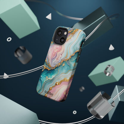 Marbled Aqua & Rose Gold Magnetic Impact Phone Case