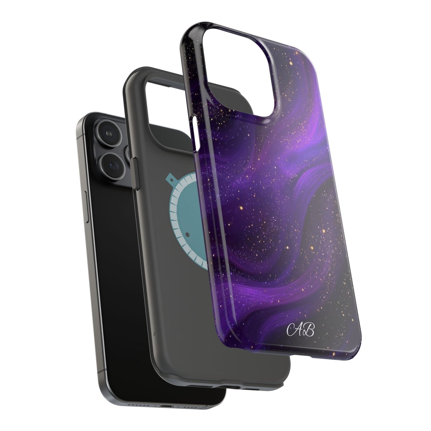 Purple Galaxy Magnetic Impact Phone Case — Shockproof Cosmic Swirl Design