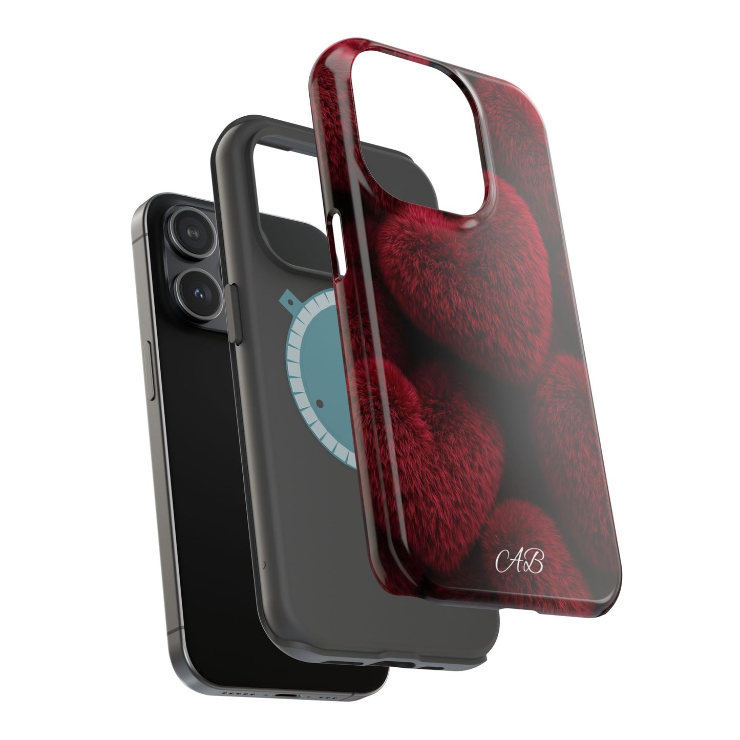 Magnetic Impact-Resistant Case — Plush Red Hearts Phone Cover