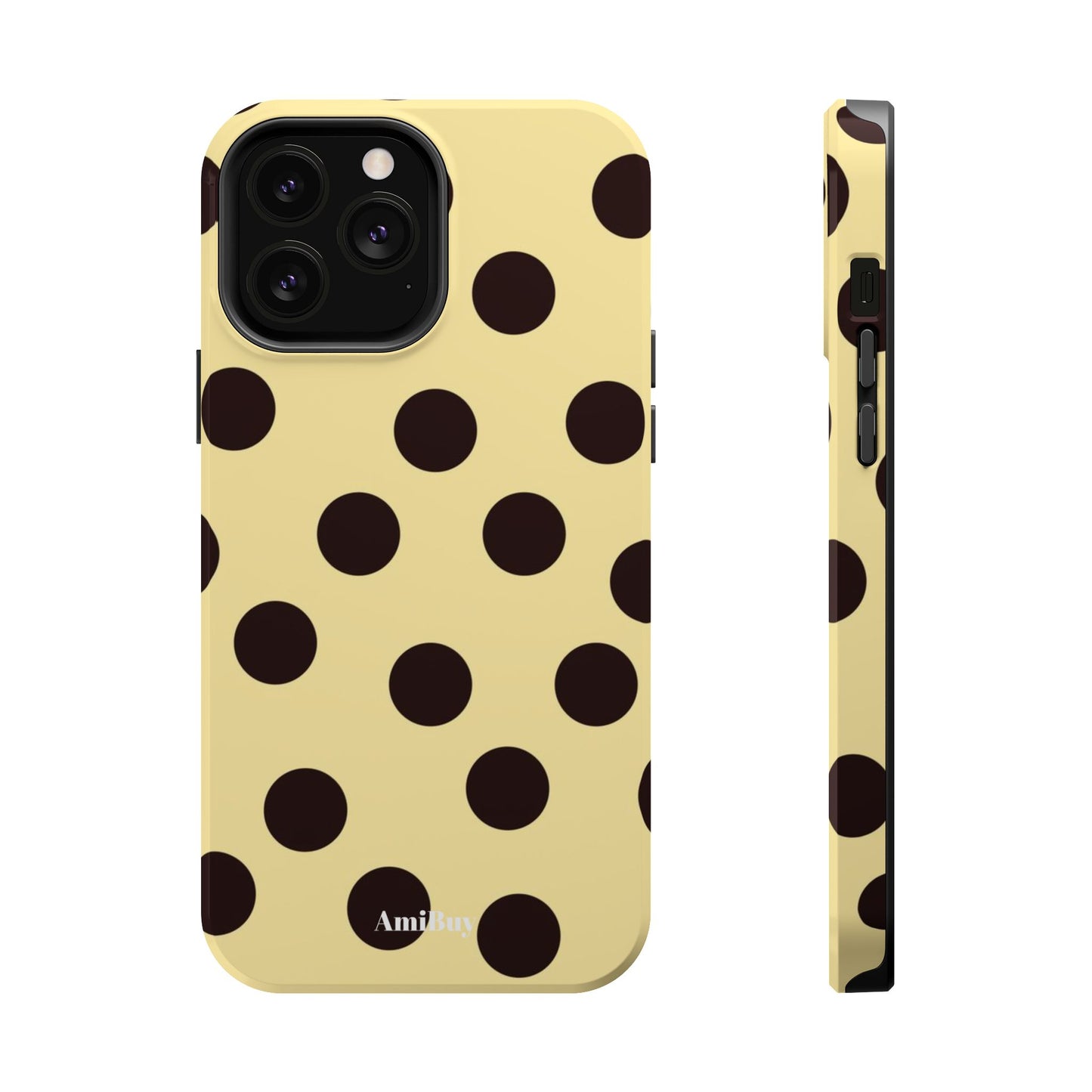 Polka Dot Magnetic Impact Phone Case — Yellow & Black Protective Cover