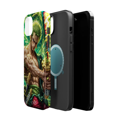 Magnetic Impact-Resistant Phone Case — Green-Sword Warrior Anime Art