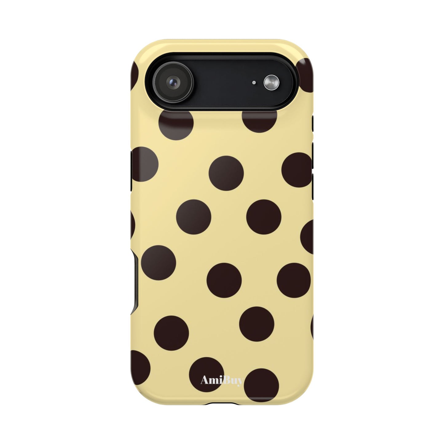 Polka Dot Magnetic Impact Phone Case — Yellow & Black Protective Cover