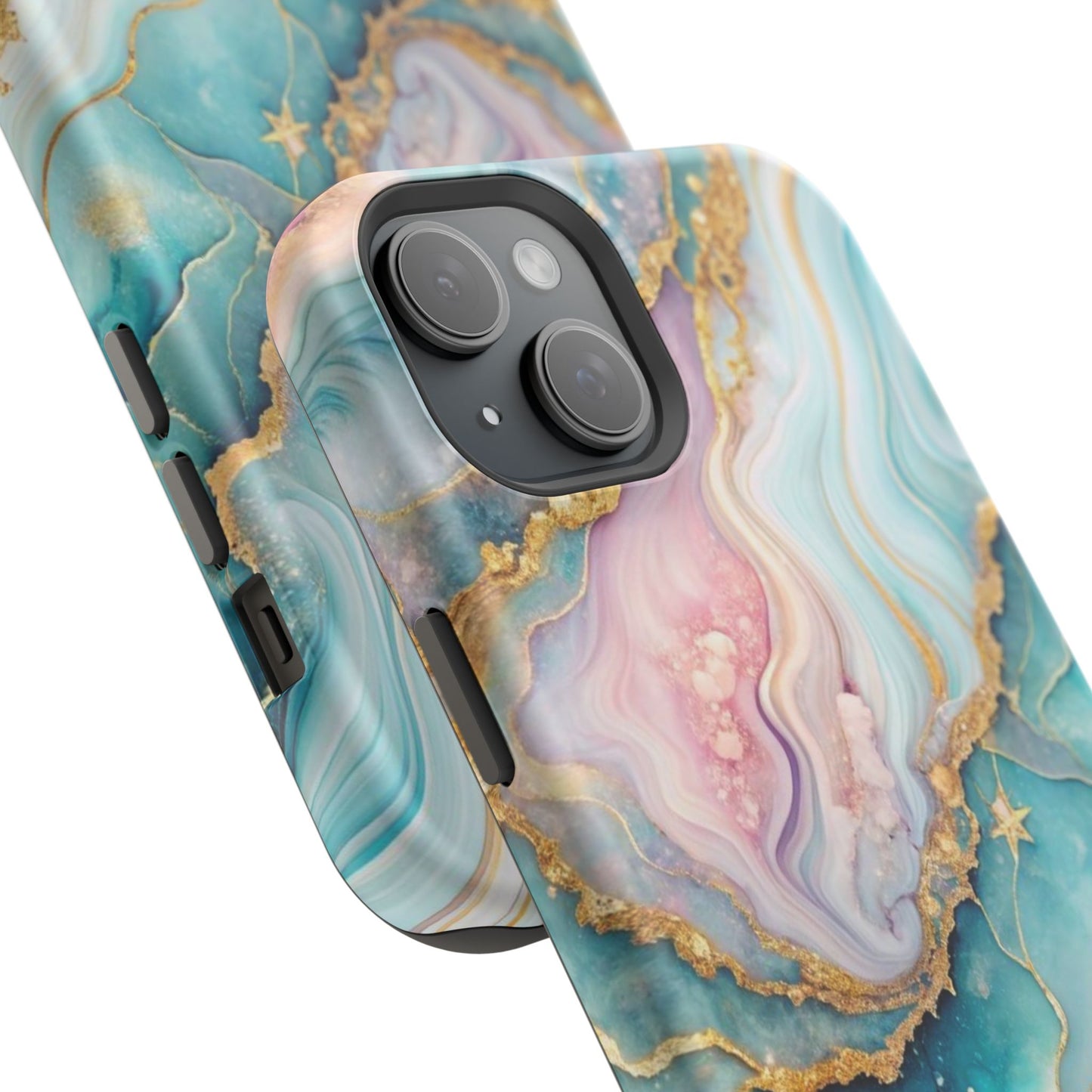 Marbled Aqua & Rose Gold Magnetic Impact Phone Case