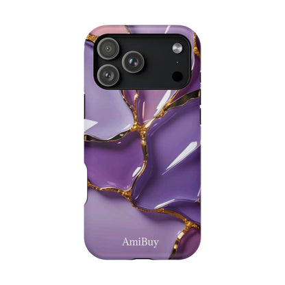 Purple Gold Marble Magnetic Impact-Resistant Phone Case
