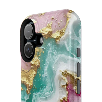 Marbled Pink & Teal Geode Magnetic Impact Phone Case