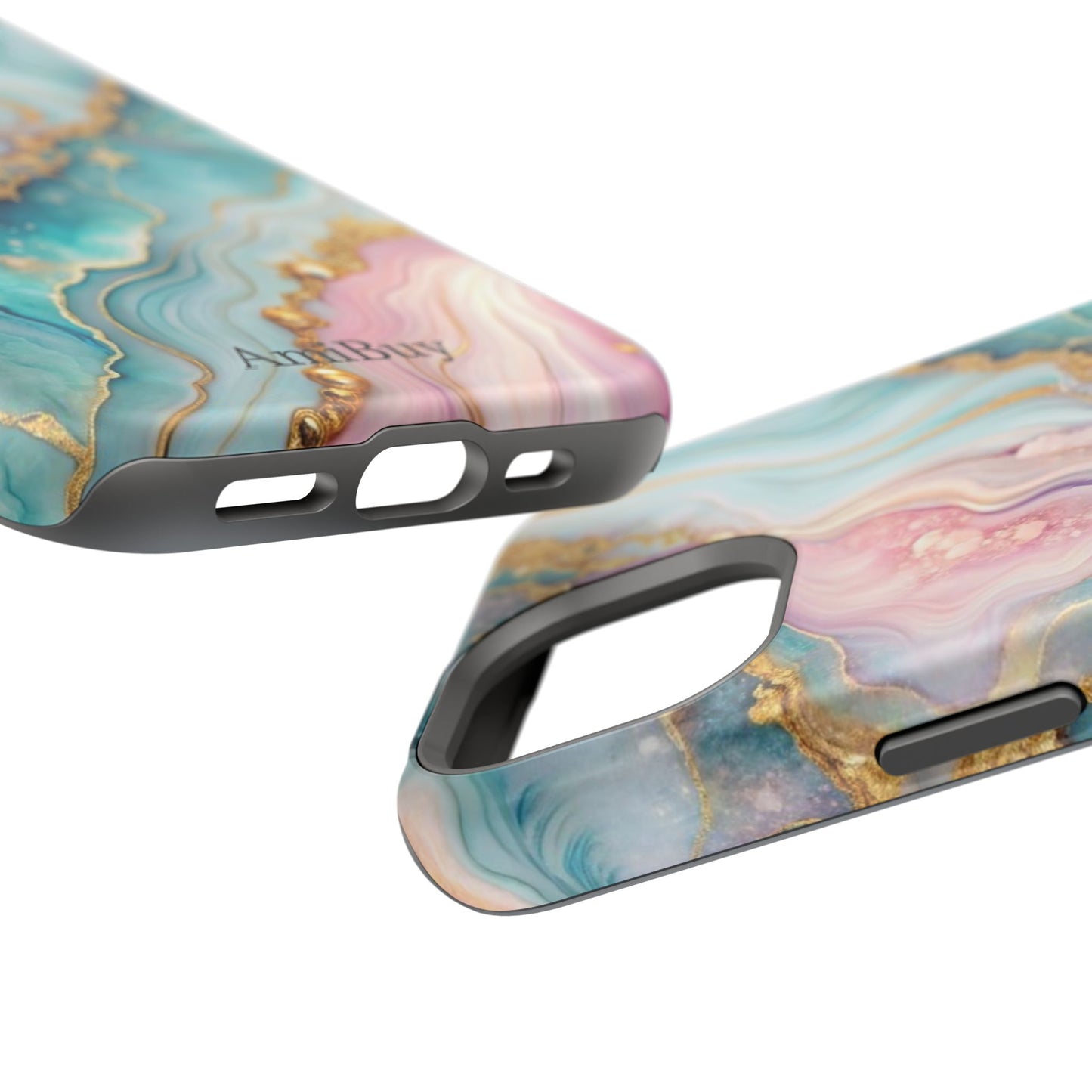 Marbled Aqua & Rose Gold Magnetic Impact Phone Case
