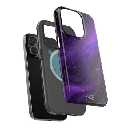 Purple Galaxy Magnetic Impact Phone Case — Shockproof Cosmic Swirl Design
