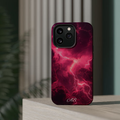 Magenta Lightning Phone Case — Magnetic Impact-Resistant iPhone Cover
