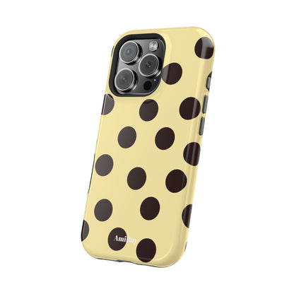 Polka Dot Magnetic Impact Phone Case — Yellow & Black Protective Cover