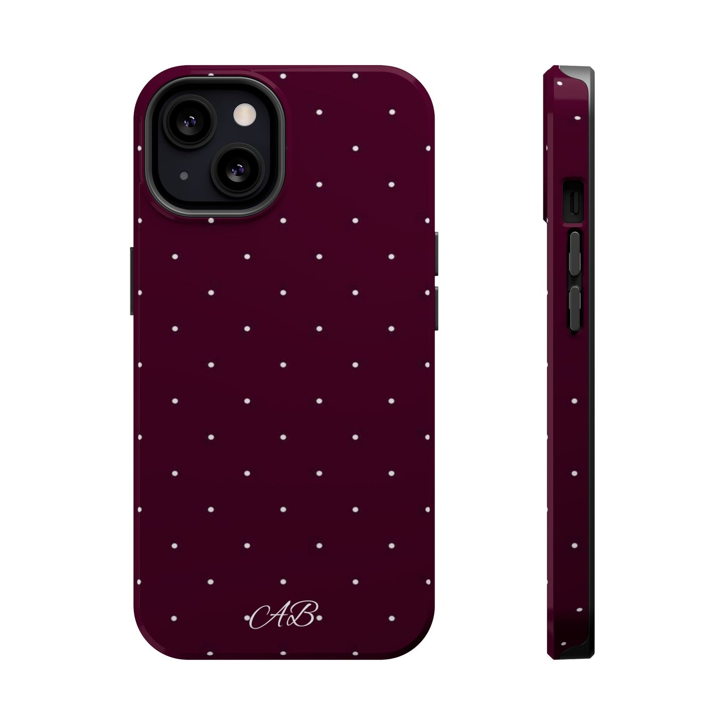 Magnetic Impact-Resistant Phone Case — Burgundy Microdot Protective Cover