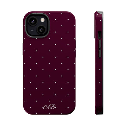 Magnetic Impact-Resistant Phone Case — Burgundy Microdot Protective Cover