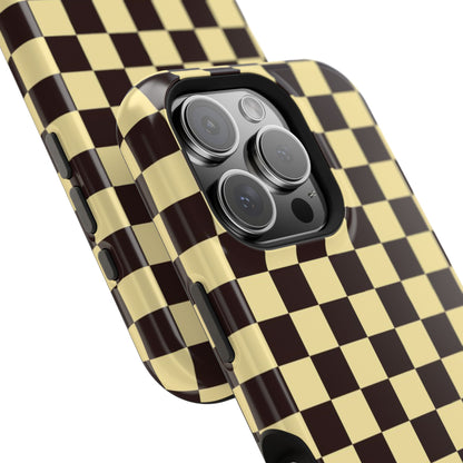 Checkerboard Magnetic Impact Case — Retro Black & Cream Phone Cover