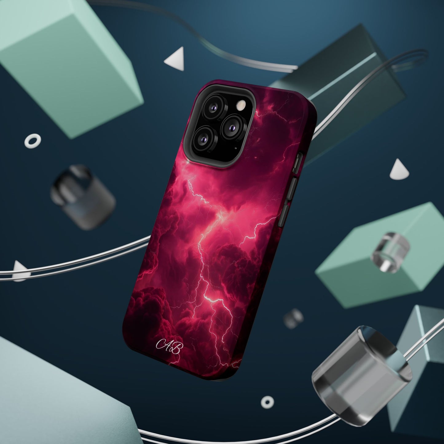 Magenta Lightning Phone Case — Magnetic Impact-Resistant iPhone Cover