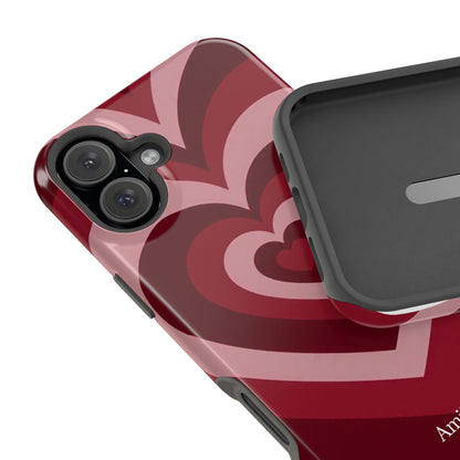 Magnetic Impact-Resistant Phone Case — Retro Layered Heart Design