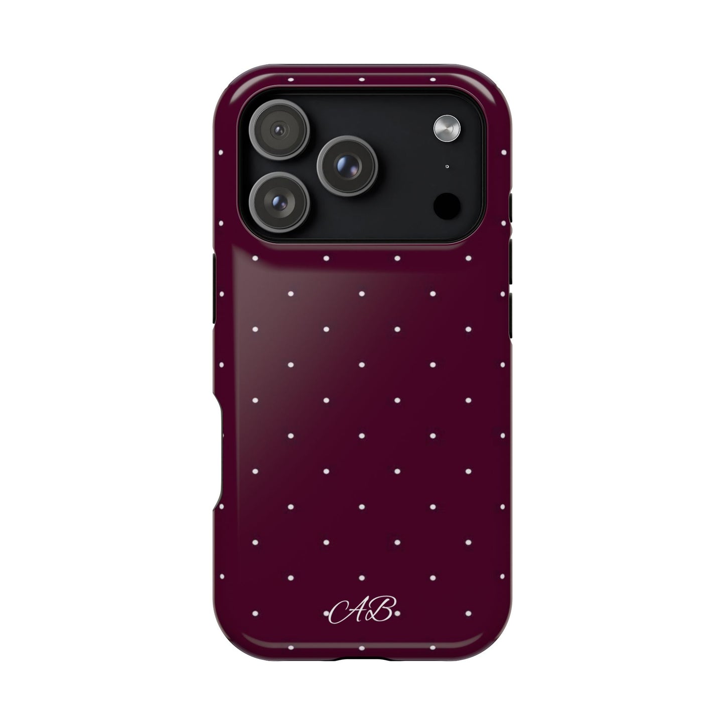 Magnetic Impact-Resistant Phone Case — Burgundy Microdot Protective Cover