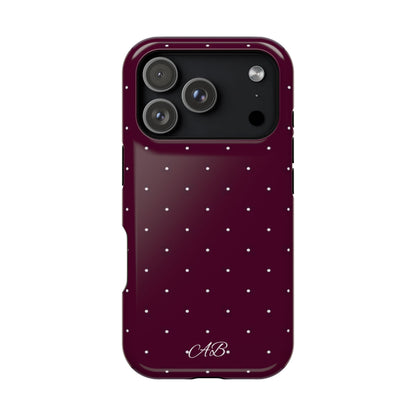 Magnetic Impact-Resistant Phone Case — Burgundy Microdot Protective Cover
